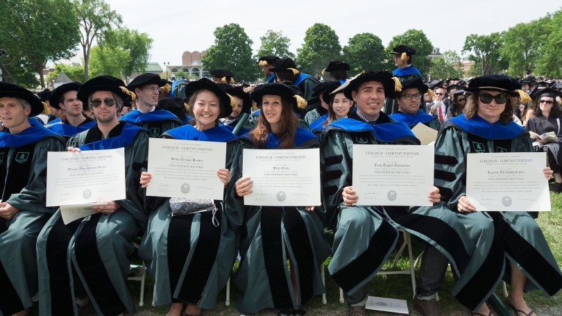 PhD graduates at Dartmouth Commencement