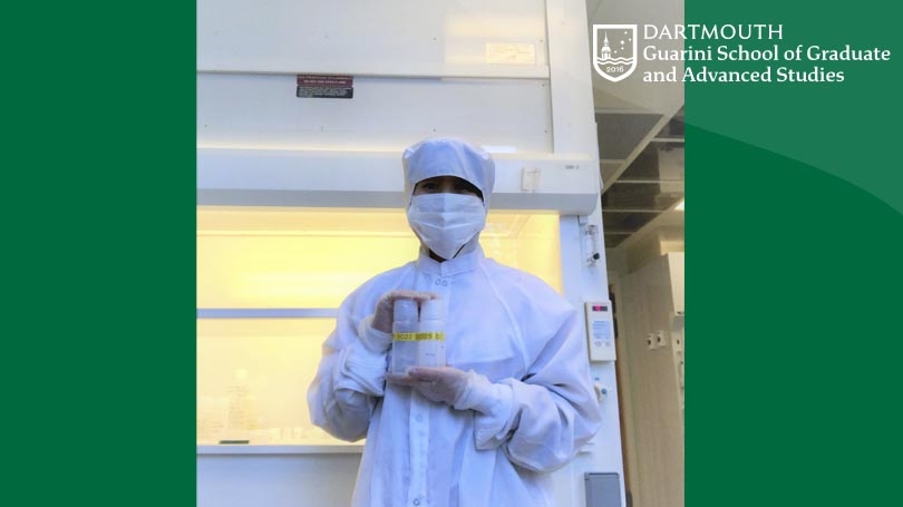 ji-Hye Seo poses with the containers purchased through funds from the alumni research award