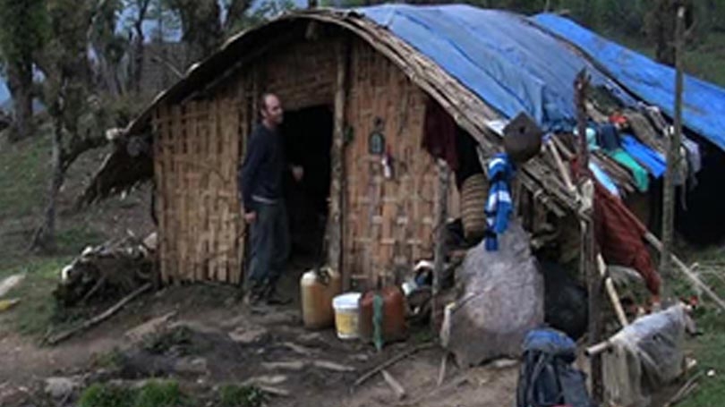 Brian Young during his stay with yak herders in Bhutan