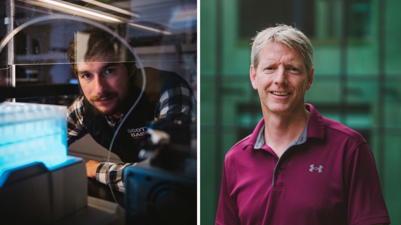 Jacob Chalif '21, Guarini, (left) and Erich Osterberg, professor of earth sciences