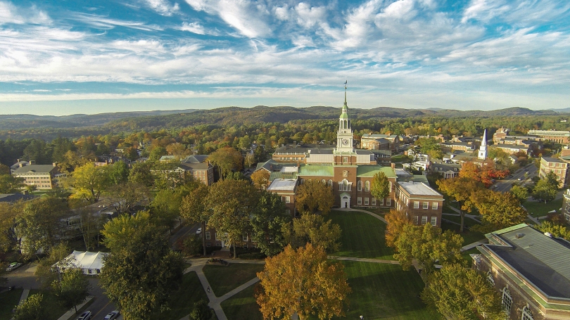 A birds-eye view of campus in the Fall.