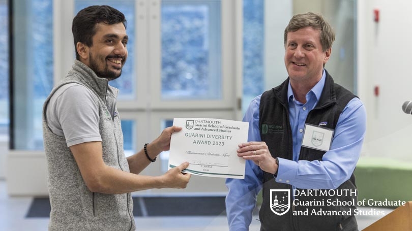 Guarini Dean F. Jon Kull presents M. Abubakar Khan with the 2023 Diversity Award