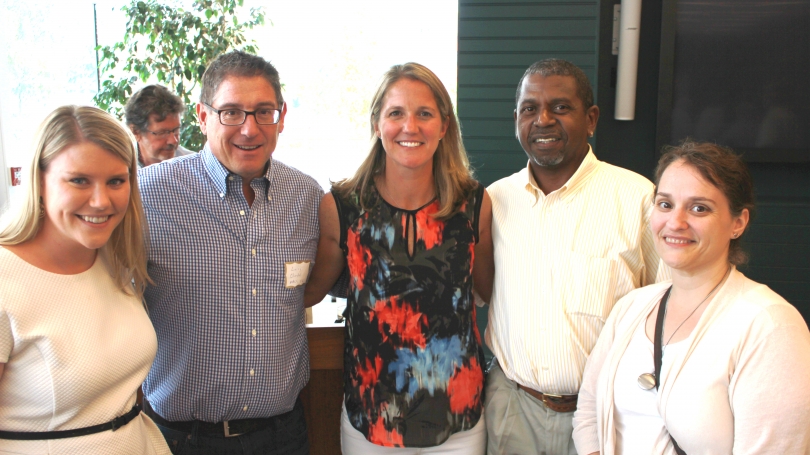 MALS faculty and staff with Coach Banghart