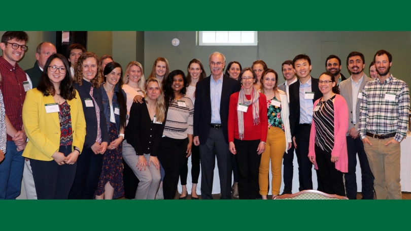 President Phil Hanlon and Gail Gentes met with grad student leaders for lunch at the President's house in May