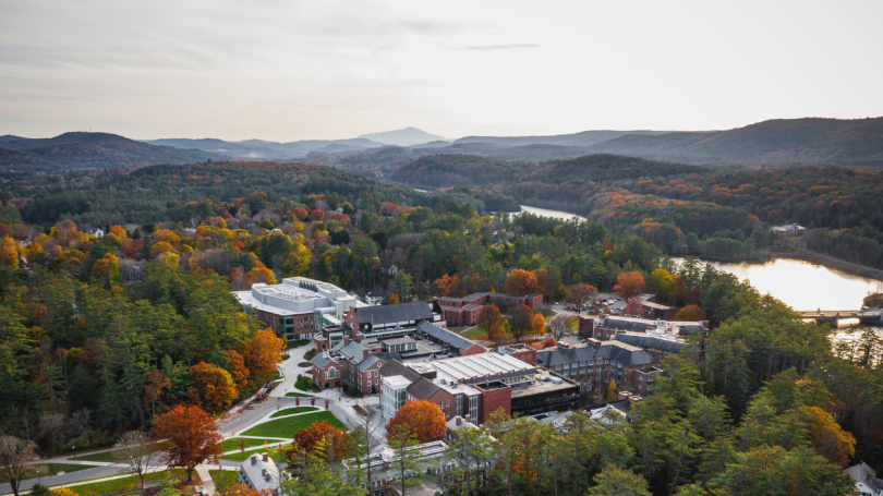 A photo of the west end of Dartmouth campus in the fall